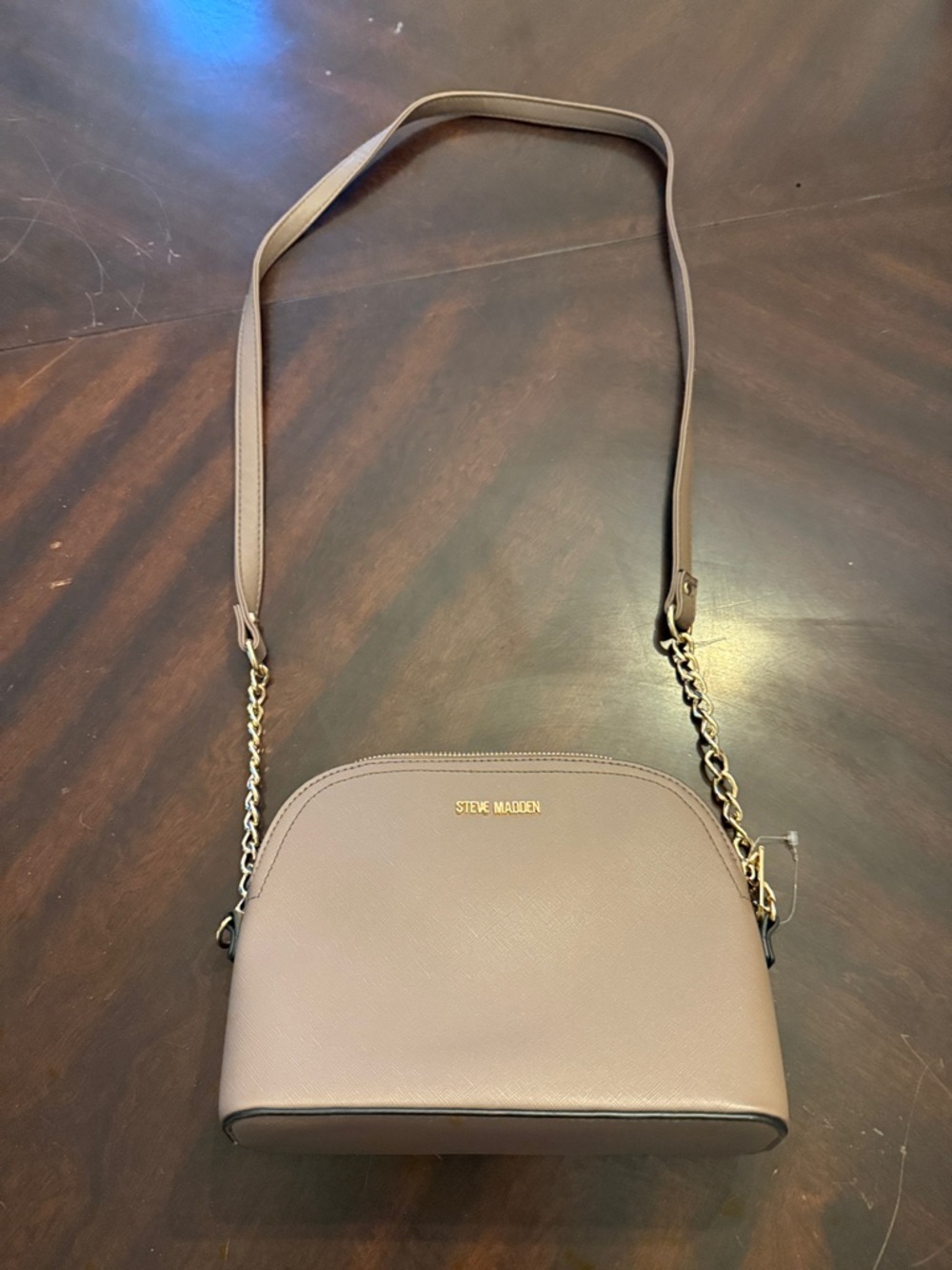 Steve Madden Taupe Dome Crossbody with Chain Detail